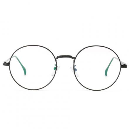欧杰欧OJO 弹簧脚眼镜框 金属圆框眼镜架 亮黑框OJO3019
