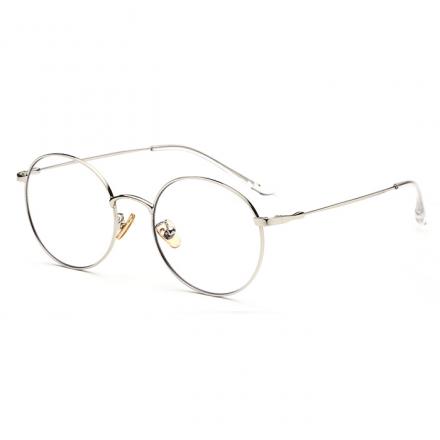 欧杰欧OJO 韩版复古潮流防辐射眼镜 男女同款圆框防蓝光眼镜架 银色框