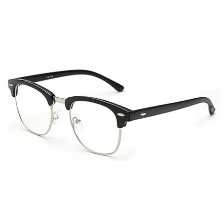 欧杰欧OJO 复古板材男女同款眼镜框 潮流半框经典近视眼镜架 银框亮黑色