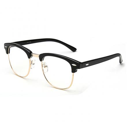 欧杰欧OJO 复古板材男女同款眼镜框 潮流半框经典近视眼镜架 金框亮黑色