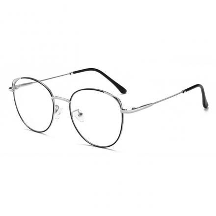 欧杰欧OJO 女款时尚猫耳复古眼镜框 金属全框潮流眼镜架 黑圈银色框