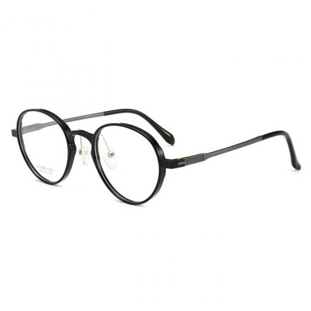 欧杰欧OJO 新款铝合金镁 塑钢眼镜架 圆形男女舒适近视眼镜架 黑色