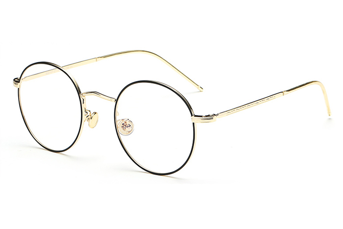 欧杰欧ojo 时尚男女通用 复古金属眼镜框架 圆形潮流近视眼镜框 灰色