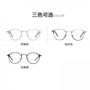 欧杰欧OJO 韩版潮复古圆框眼镜 男女同款文艺近视眼镜架 枪灰色