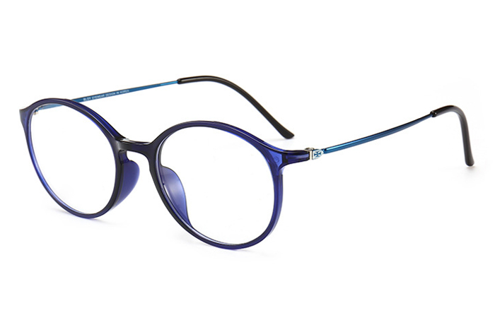 欧杰欧OJO 钨碳塑钢眼镜架 圆形复古时尚潮流近视眼镜架 蓝色