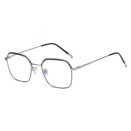 欧杰欧OJO 男女同款近视不规则眼镜框  金属方框商务防蓝光眼镜架 银框