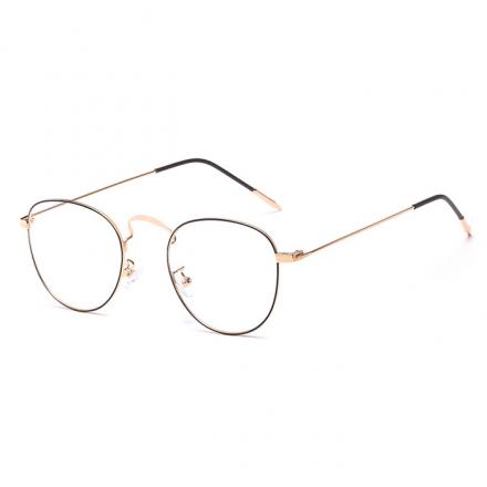 欧杰欧OJO 男女同款超轻细边眼镜 清新文艺复古圆框金属眼镜架 黑金框