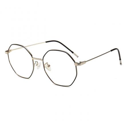 欧杰欧OJO 男女同款复古眼镜框 金属多边形防蓝光潮流眼镜架 黑银框