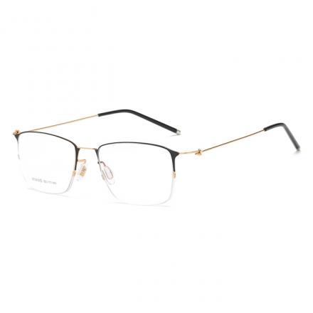欧杰欧OJO 男女同款半框眼镜 超轻无螺丝商务细边舒适眼镜架 黑金色