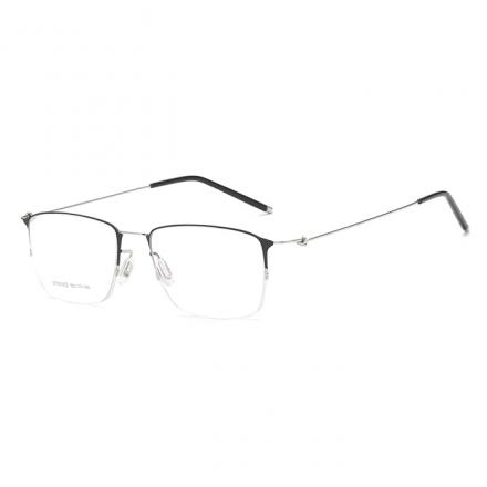 欧杰欧OJO 男女同款半框眼镜 超轻无螺丝商务细边舒适眼镜架 黑银色
