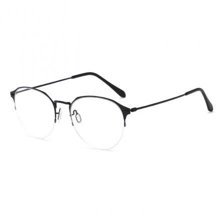 欧杰欧OJO 男女同款金属圆框眼镜 超轻细腿潮流时尚学院风近视眼镜框 黑色