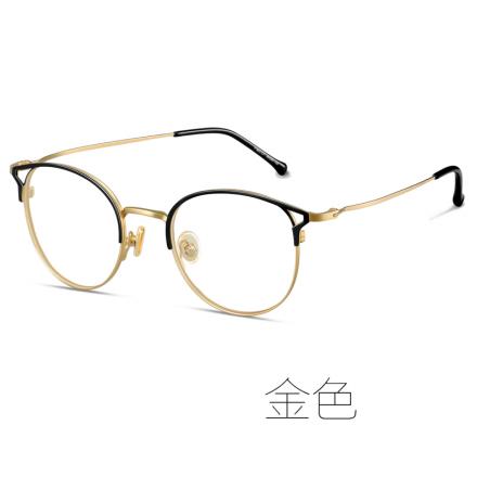 欧杰欧OJO 男女同款网红眼镜框 潮流猫眼复古个性金属眼镜架 金色