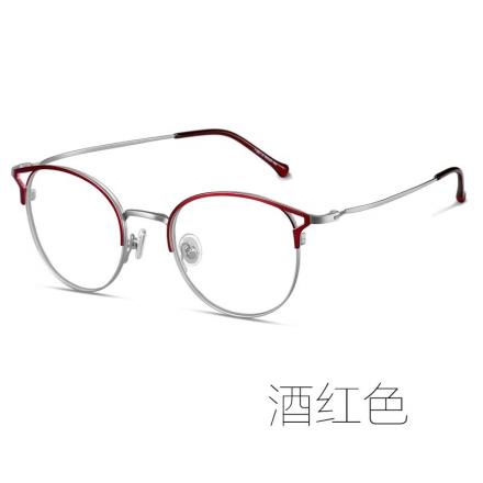 欧杰欧OJO 男女同款网红眼镜框 潮流猫眼复古个性金属眼镜架 酒红