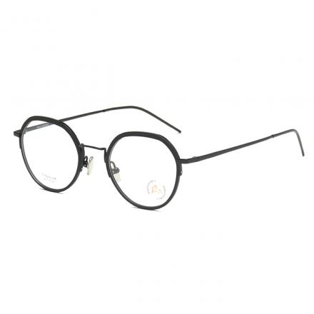 欧杰欧OJO 新款纯钛复古圆框眼镜 男女尼龙圈潮流近视眼镜钛架 黑色
