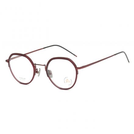 欧杰欧OJO 新款纯钛复古圆框眼镜 男女尼龙圈潮流近视眼镜钛架 红色