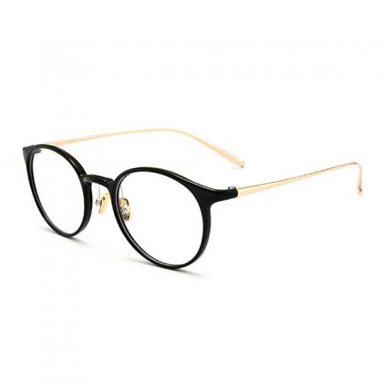 欧杰欧OJO 复古纯钛眼镜架 男女同款个性超轻时尚圆框近视眼镜钛架 黑金色