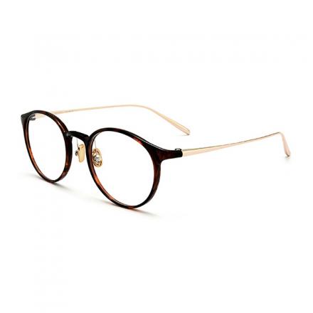 欧杰欧OJO 复古纯钛眼镜架 男女同款个性超轻时尚圆框近视眼镜钛架 玳瑁金色