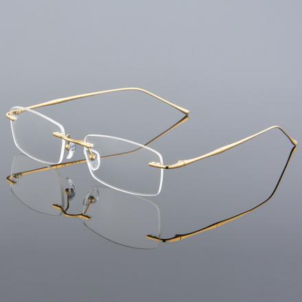 欧杰欧OJO 新款纯钛商务眼镜 男女超轻无框时尚近视眼镜钛架 金色