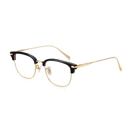 欧杰欧OJO 薛之谦同款纯钛眼镜 男女经典复古半框近视眼镜钛架 亮黑金