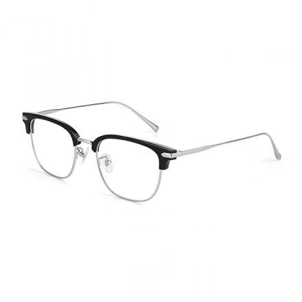 欧杰欧OJO 薛之谦同款纯钛眼镜 男女经典复古半框近视眼镜钛架 亮黑银