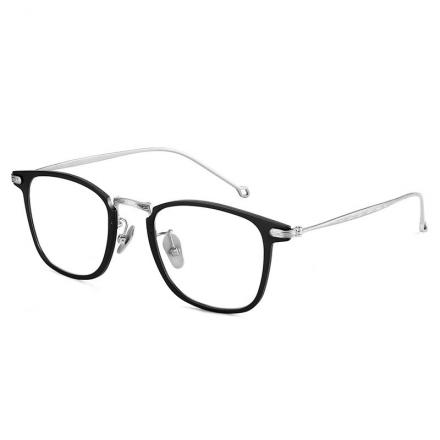 欧杰欧OJO 余文乐同款眼镜 复古纯钛防辐射蓝光近视眼镜钛架 黑银色