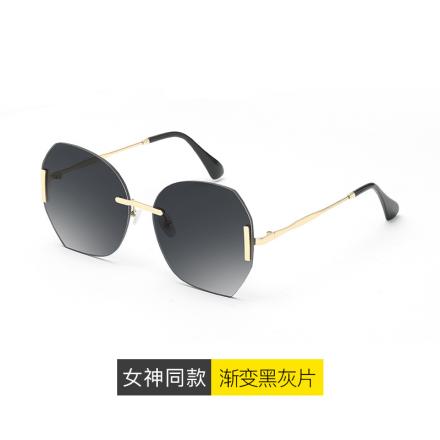 欧杰欧OJO 女款无框韩版墨镜 个性潮流大框网红太阳镜 渐变黑灰片