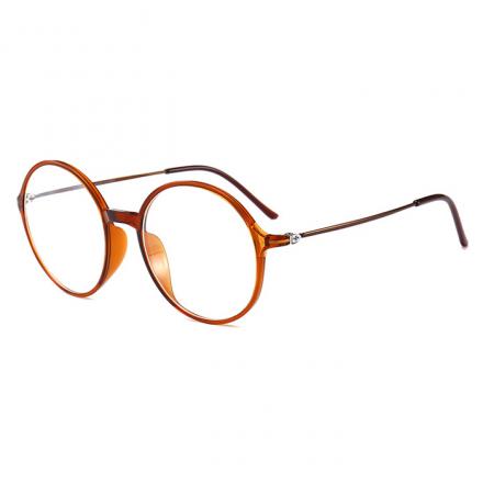欧杰欧OJO 钨碳塑钢 圆形近视眼镜 时尚潮流近视眼镜架 茶色