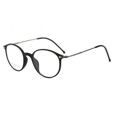 欧杰欧OJO 钨碳塑钢 圆形框男女舒适时尚潮流近视眼镜架 砂黑框