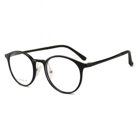 欧杰欧OJO 钨碳塑钢 简约圆形学生文艺男女近视光学眼镜架 亮黑色