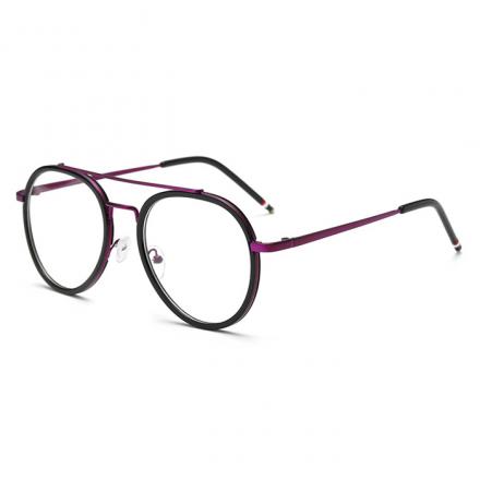 欧杰欧OJO 金属复古文艺眼镜框 时尚潮流近视眼镜架 亮黑框紫架