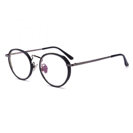 欧杰欧OJO  时尚男女通用 复古金属眼镜框架 圆形潮流近视眼镜框 黑色