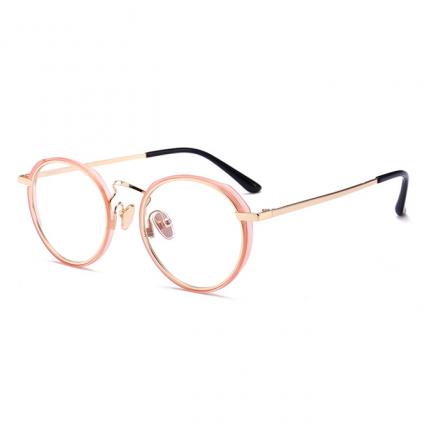 欧杰欧OJO  时尚女款 复古金属眼镜框架 圆形潮流近视眼镜框 粉色