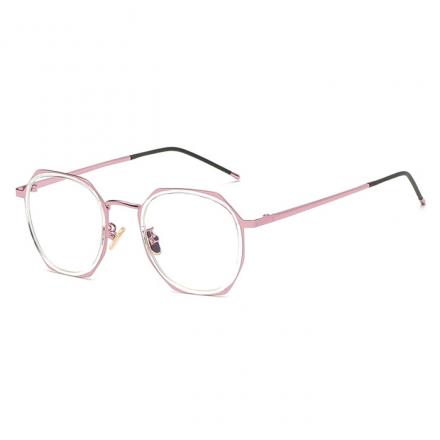 欧杰欧OJO 超轻TR90金属女可爱 多边角潮流近视眼镜架 粉色框