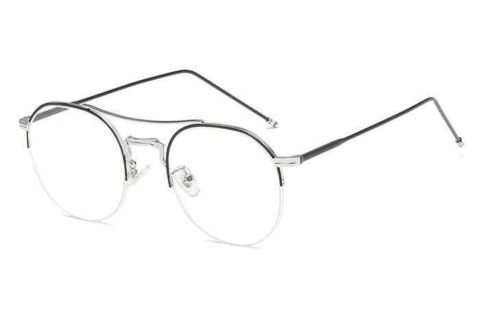 欧杰欧OJO 男女同款金属眼镜 复古圆框半框近视眼镜架 黑银色