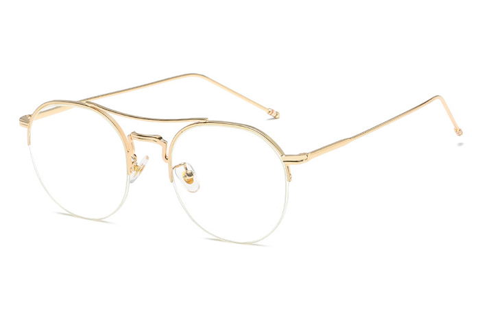 欧杰欧OJO 男女同款金属眼镜 复古圆框半框近视眼镜架 金色