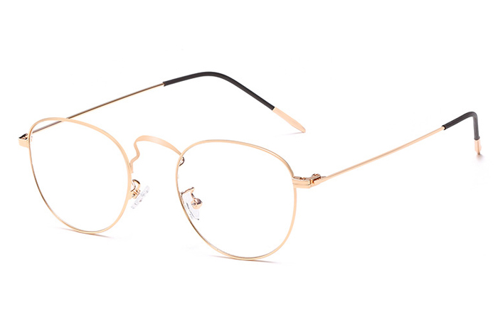 欧杰欧OJO 男女同款超轻细边眼镜 清新文艺复古圆框金属眼镜架 金框