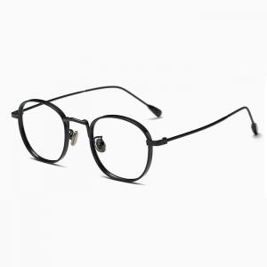 欧杰欧OJO 新款时尚潮人眼镜框 金属圆形光学近视眼镜架 亮黑色