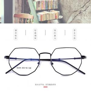 欧杰欧OJO 男女同款金属眼镜框 时尚多边形复古潮流防蓝光眼镜架 黑色框