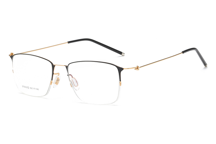 欧杰欧OJO 男女同款半框眼镜 超轻无螺丝商务细边舒适眼镜架 黑金色