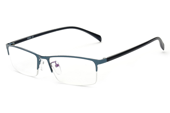 欧杰欧OJO 男士新款半框眼镜 超轻钛合金商务近视光学眼镜架 藏蓝色