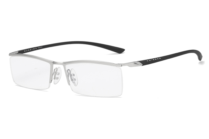 欧杰欧OJO 男女同款商务眼镜 超轻TR090眉线半框防蓝光近视光学眼镜架 银色框