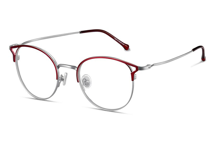 欧杰欧OJO 男女同款网红眼镜框 潮流猫眼复古个性金属眼镜架 酒红