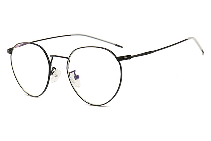 欧杰欧OJO 潮流男女同款防蓝光眼镜 复古金属圆框防辐射近视眼镜架 黑框