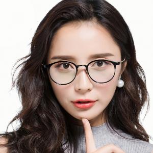 欧杰欧OJO 男女同款超轻TR90眼镜框 新款防蓝光圆框近视眼镜架 亮黑色