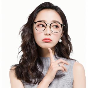 欧杰欧OJO 男女同款超轻TR90眼镜框 新款防蓝光圆框近视眼镜架 亮黑色