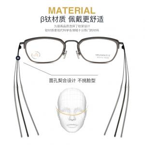 欧杰欧OJO 新款纯钛复古方框眼镜  时尚尼龙圈男女近视眼镜钛架 黑色