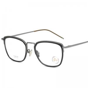 欧杰欧OJO 新款纯钛复古方框眼镜  时尚尼龙圈男女近视眼镜钛架 黑茶色