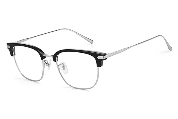 欧杰欧OJO 薛之谦同款纯钛眼镜 男女经典复古半框近视眼镜钛架 亮黑银