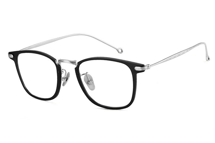 欧杰欧OJO 余文乐同款眼镜 复古纯钛防辐射蓝光近视眼镜钛架 黑银色
