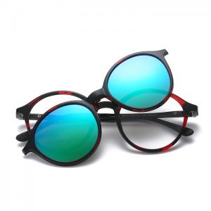 欧杰欧OJO 新款套镜一镜多用偏光眼镜 夹片磁石吸附塑钢近视镜框 玳瑁框蓝绿片
